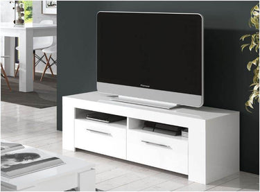 Curro Artic White TV Cabinet: Modern Entertainment Unit with Storage for Living Room - UK Luxury Furniture